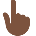 backhand index pointing up: dark skin tone emoji