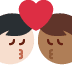 kiss: man, man, light skin tone, medium dark skin tone