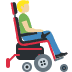 man in motorized wheelchair: medium light skin tone, facing right