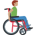 man in manual wheelchair: medium skin tone, facing right emoji