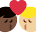 kiss: man, man, dark skin tone, medium light skin tone emoji