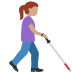 woman with white cane: medium skin tone, facing right