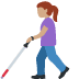 woman with white cane: medium skin tone