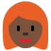 woman: dark skin tone, red hair