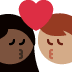kiss: woman, man, dark skin tone, medium skin tone