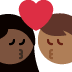 kiss: woman, man, dark skin tone, medium dark skin tone