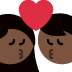 kiss: woman, man, dark skin tone