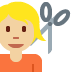 person getting haircut: medium light skin tone emoji