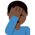 man facepalming: dark skin tone emoji