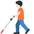person with white cane: light skin tone