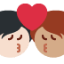 kiss: person, person, light skin tone, medium skin tone