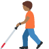 person with white cane: medium dark skin tone
