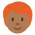person: medium dark skin tone, red hair