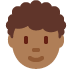 person: medium dark skin tone, curly hair
