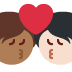 kiss: person, person, medium dark skin tone, light skin tone