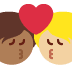 kiss: person, person, medium dark skin tone, medium light skin tone