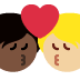 kiss: person, person, dark skin tone, medium light skin tone
