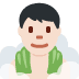 man in steamy room: light skin tone emoji