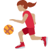 woman bouncing ball: medium skin tone emoji