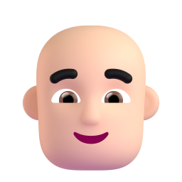 Man bald light skin tone emoji