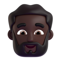 Man beard dark skin tone emoji
