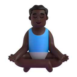 Man in lotus position dark skin tone emoji