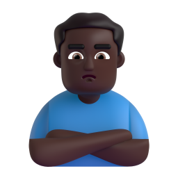 Man pouting dark skin tone emoji