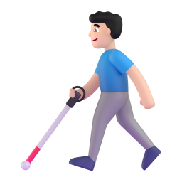 Man with white cane light skin tone