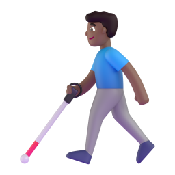 Man with white cane medium dark skin tone