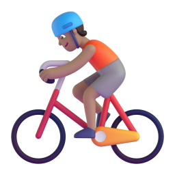 Person biking medium skin tone emoji