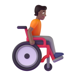 Person in manual wheelchair facing right medium dark skin tone emoji