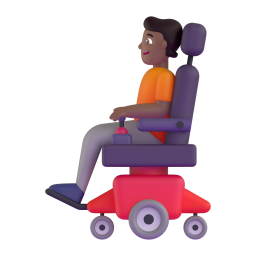 Person in motorized wheelchair medium dark skin tone