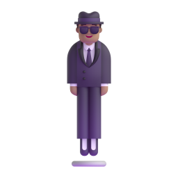 Person in suit levitating medium skin tone emoji