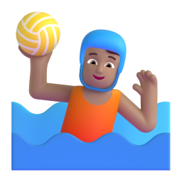 Person playing water polo medium skin tone emoji