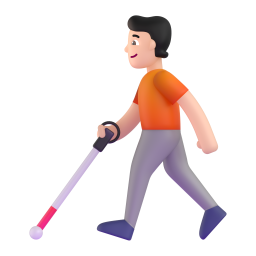 Person with white cane light skin tone
