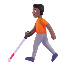 Person with white cane medium dark skin tone