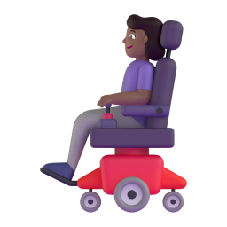 Woman in motorized wheelchair medium dark skin tone
