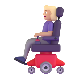 Woman in motorized wheelchair medium light skin tone