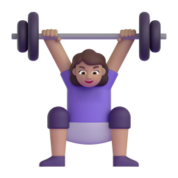Woman lifting weights medium skin tone emoji