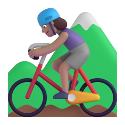 Woman mountain biking medium skin tone emoji