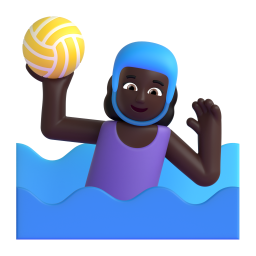 Woman playing water polo dark skin tone emoji
