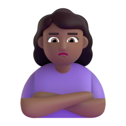 Woman pouting medium dark skin tone emoji