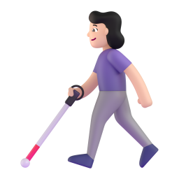 Woman with white cane light skin tone