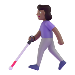 Woman with white cane medium dark skin tone